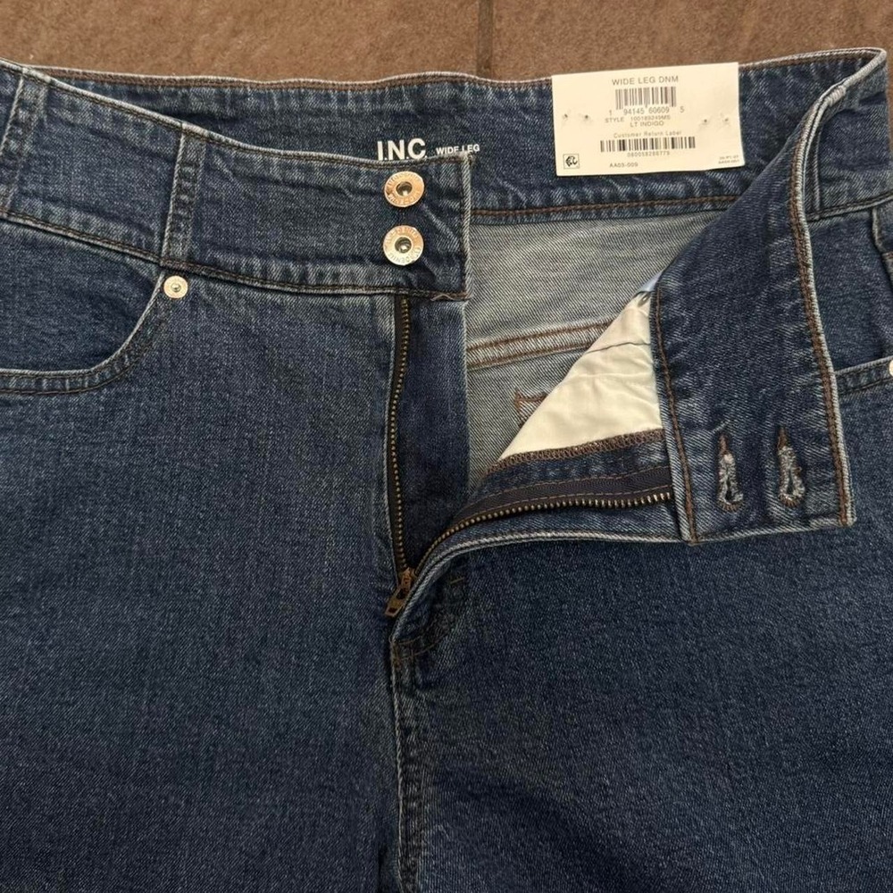 INC International Concepts Wide Leg High Rise Jeans Medium Indigo Wash 10/30 NEW - Picture 4 of 8